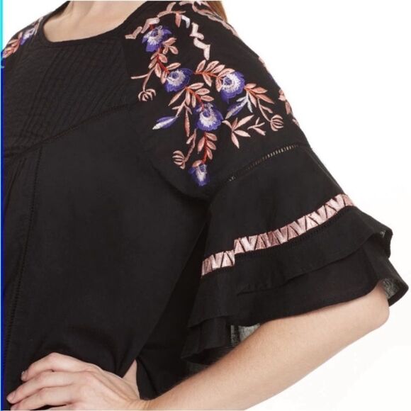 Free people black pavlo dress boho embroidered size S/P - Picture 4 of 16